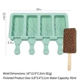 Moule à glace en silicone vert clair à 4 cavités avec design à texture géométrique - Vert menthe