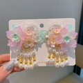 Pink and blue gradient flower hair clip with pearl tassels for girls hanfu dress - Yumeiren Pink Blue Gradient