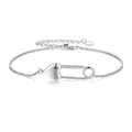Bracelet en argent sterling S925 avec épingle de sûreté cœur et pierres de zircone - Argent 925 / Argent (BSB121)