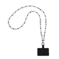 Catena per cellulare in perle stile francese con perline arcobaleno e distanziali floreali - Stile Floreale Perla Bianca / Stile Da Appendere Al Collo 88cm