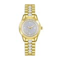 Luxurious gold-tone women's watch featuring a full diamond dial and crystal-encrusted strap - Luxury Gold