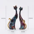 Modern abstract fluid painted resin cat sculptures with golden accents and colorful texture - KY146 Stripes