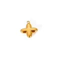 Close-up of a polished gold puffed cross pendant with a metallic glossy finish - Letter X