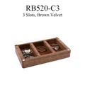 Three-slot walnut wood jewelry box with glass lid and soft brown velvet interior - 3 Slots Brown Velvet (RB520-C3)