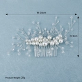 Pettine sposa argento con perle e cristalli, dimensioni 16cm larghezza e 9cm altezza - Stile Intrecciato di Perle e Cristalli Argento (HS-J6163)