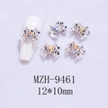Detail of 12x10mm alloy bow nail art charm with aurora heart rhinestone MZH-9461 - Silver Base White Moonlight Heart (9461)