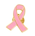Pink ribbon breast cancer awareness enamel brooch with gold trim and butterfly clasp - Small / Gold Base
