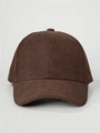 Klassische dunkelbraune Cord-Baseballkappe mit sechs Paneelen und gebogenem Schirm - Kaffeebraun