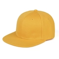 Detail of high-density cotton twill fabric on a yellow flat brim hip-hop snapback hat - Yellow