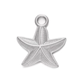 Silver starfish pendant in stainless steel with fine textures for DIY jewelry making - Steel 559# Veined Starfish / 19*21mm