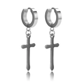 Pendientes de aro en acero inoxidable plateado con colgantes de cruz para hombres y mujeres - Color Acero