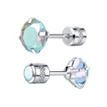 Boucles d'oreilles à vis en argent avec zircons opales irisés sertis à griffes - Boucle d'oreille à vis / 2mm (1 Pièce) / Couleur Acier (Zircone AB)