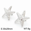 Boucles d'oreilles étoile de mer creuses en acier poli argent, bijoux océan de 30x29mm - Couleur Acier