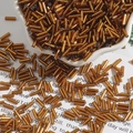 Golden amber 2x7mm silver-lined glass bugle beads in a star dish for DIY jewelry - Diameter approx 2mm x Length approx 7mm 15g/Pack Approx 300 Pieces / Dark Coffee
