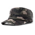 Jungle camouflage military cap with mesh sides and black letter B embroidery - Adjustable / Khaki Camo