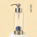 Glass lotion dispenser with silver pump and Lapis Lazuli crystal stones inside - Lapis Lazuli