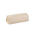 Minimalist off-white faux leather pen pouch with gold zipper and textured finish - Off-white