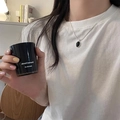 Collana minimalista in argento sterling s925 con pendente in agata nera ovale - Argento 925 / Collana Ovale in Onice Nero - Argento