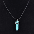 Turquoise hexagonal point pendant necklace with silver clasp and black braided cord - Turquoise