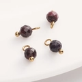 Set of four 4mm dark red faceted garnet stone charms with gold metal loops for DIY jewelry - 4mm (5 Pcs/Pack) / Garnet