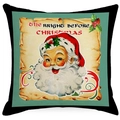 Funda de cojín navideña vintage con ilustración de Papá Noel y texto festivo - Ilustración de Papá Noel Retro / 45*45cm Lino de una sola cara
