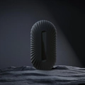 Black ice roller for face puffiness in matte finish with fan-shaped texture on dark terrain - Shell Texture / Black