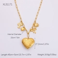 Collier chaîne trombone dorée avec breloques cœur, croix, soleil et ruban variante - Collier Trombone Multi-Pendentifs-XL31171 / Plaqué Or 18K