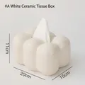 Boîte à mouchoirs en céramique blanche design bulle nordique avec finition brillante - Boîte à Mouchoirs Nuage Guimauve 2116A - Blanc Mat