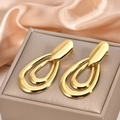 Elegant 18K gold-plated stainless steel teardrop earrings on luxury satin background - Multi-layer Waterdrop Gold Drop Earrings / 925 Silver Needle