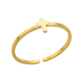 Minimalist gold plated stainless steel open ring with a central cross symbol for women and men - Cross