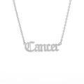 Silver stainless steel O-chain necklace with Gothic style Cancer zodiac sign pendant - Cancer (Silver)