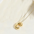 3D balloon style letter C pendant necklace in 14K gold plated finish with dainty chain - Letter C