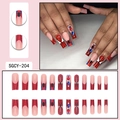 Long trapezoid Spider-Man press-on nails with blue and red rhinestones and spider web art - SGCY-204 Red Blue Spider Web Logo Style