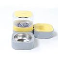 Automatic pet water dispenser and stainless steel bowl set in gray and yellow finish - Waterer with Single Bowl (Yellow+Gray)