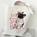 Off-white French Bulldog canvas tote bag with just SIT BACK and RELAX print design - Bulldog Just Sit Back (K)