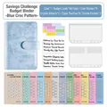 Blue crocodile pattern A6 binder set with cash envelopes and budget challenge cards - Full Set A6 Money Saving Binder-Crocodile-Blue