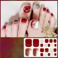 Detail von wasserdichten 3D-Fußnagelstickern in Weinrot und Silberglitzer-Designs - H135 Weinrot Silber Glitzer Marmor