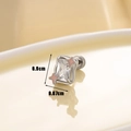 Star-shaped silver earring with square zircon and pink enamel, size 0.9cm x 0.67cm - Pink Star (A128-3)
