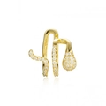 Close-up of S925 silver double-layer gold ear cuff with zircons and 925 hallmark - 7 (Gold Snake CZ) / Single Piece