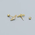 Minimalist s925 silver curved gold earring with zircon inlay and screw ball back - 925 Silver / Gold