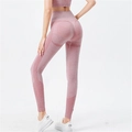 Pantalon de yoga rose sans couture à taille haute avec effet push-up et élastique - Rose