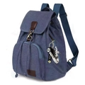 Sac à dos bleu en toile avec détails en cuir marron et pendentif basket - Toile / Bleu lac (avec Pendentif Basket en Toile)
