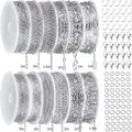 DIY jewelry kit with 24m stainless steel chains, lobster clasps, and jump rings set - Stainless Steel Chains 12 Styles Combo 1