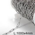 Silver textured stainless steel long chain link on spool measuring 1000x4mm size - Silver 4mm Textured Oval Chain (KLJ8680-Z)