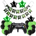 Set festa compleanno videogiochi con palloncini controller e striscioni neri e verdi - Set di Palloncini per Controller di Videogiochi