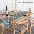 Christmas table runner with dark green festive floral pattern and gift box prints - Dark Green Poinsettia Gift Box-006