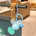 Blue cartoon character liquid keychain with shimmering glitters and blue bell ornament - Blue Mickey Head Milk Bean