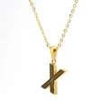 Gold stainless steel necklace featuring a letter X pendant with black stripe detailing - Letter X (Single Pendant)