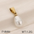 Elegant 8mm white teardrop pearl pendant with gold metal clasp for women jewelry - Gold Style (KP120453-Z)