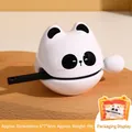 Panda wooden fish keychain with black mallet and packaging, cute desk toy and bag charm - Long Ear Merit Wooden Fish - Panda